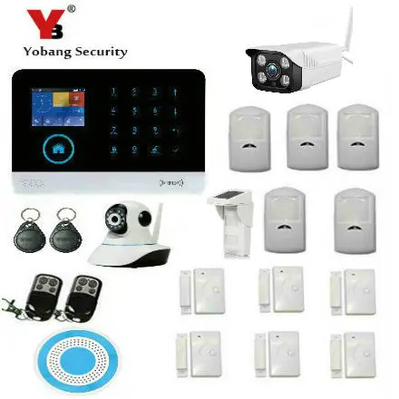 

Yobang Security WIFI RFID 2.4inch TFT Screen GSM SMS Alarm System Android IOS APP Control PIR Motion Sensor Wireless Solar siren