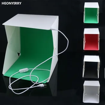 

Mini Folding Studio Diffuse Soft Box With LED Light Black White Green Red Background Photo Studio Accessories Lightbox softbox