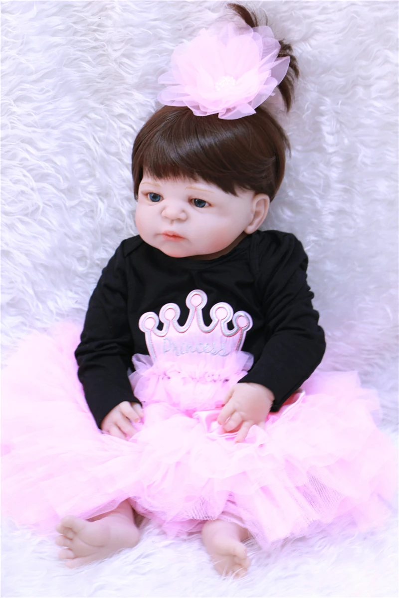

Full Silicone reborn doll baby girl doll reborn for children 2019 latest gift baby alive bonecas 57cm Creative interactive toy