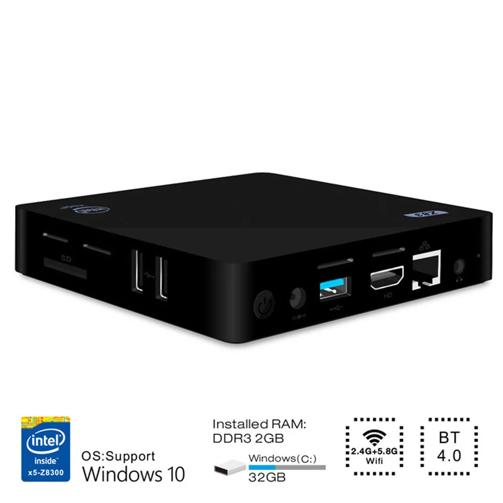 

Z83II Mini PC Intel Atom x5-Z8350 Quad Core Windows10 64bit Bluetooth 4.0 HDMI 2.4G 5.8G WiFi Media Palyer X86 LAN Set-top Box