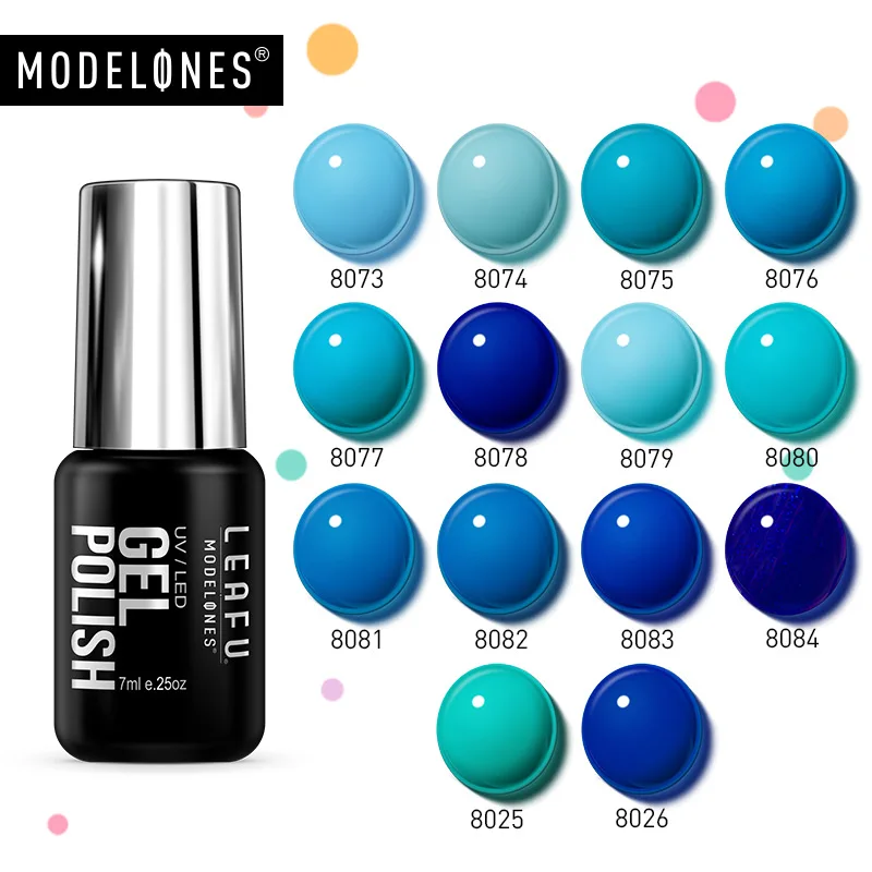 

Modelones 14Pcs/Lot Blue Color Series UV Gel Polish Nail Hybrid Enamel Semi Permanent Sequins Gel Nail Sparkly Glitter UV Polish