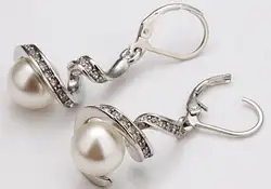 Горячие продажи новый Стиль>>>> Новая мода ювелирные изделия Белый Shell Перл Leverback Серебряные Серьги