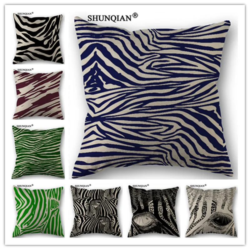 

Fashion High Quality Cotton Linen Classic Zebra Pattern Pillowcase Wedding Decorative Pillow Case For Home Pillow Cover Y4152