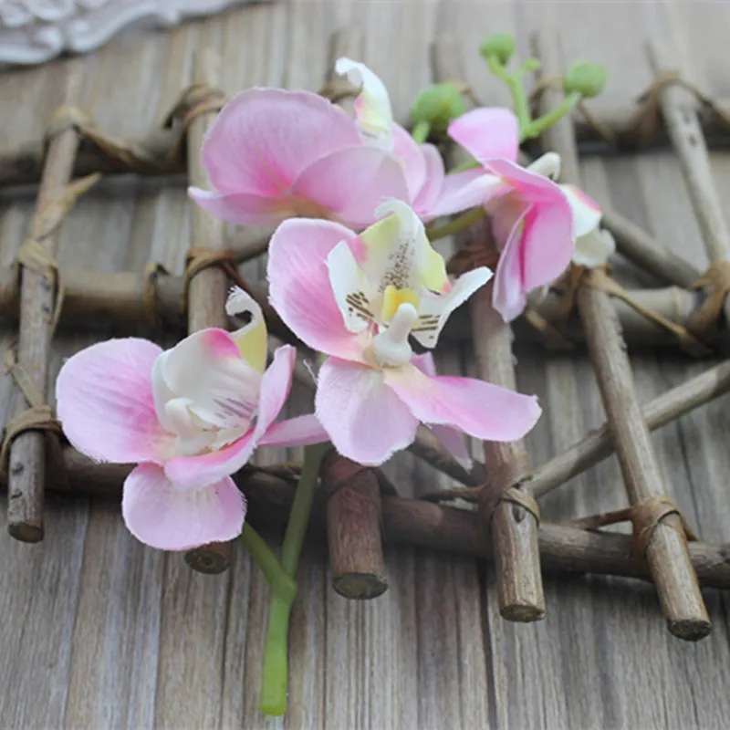 1 пачка/4 шт цветок смешанный цвет имитация бабочка Орхидея цветы украшение из шелка искусственные цветы пачка - Цвет: light pink