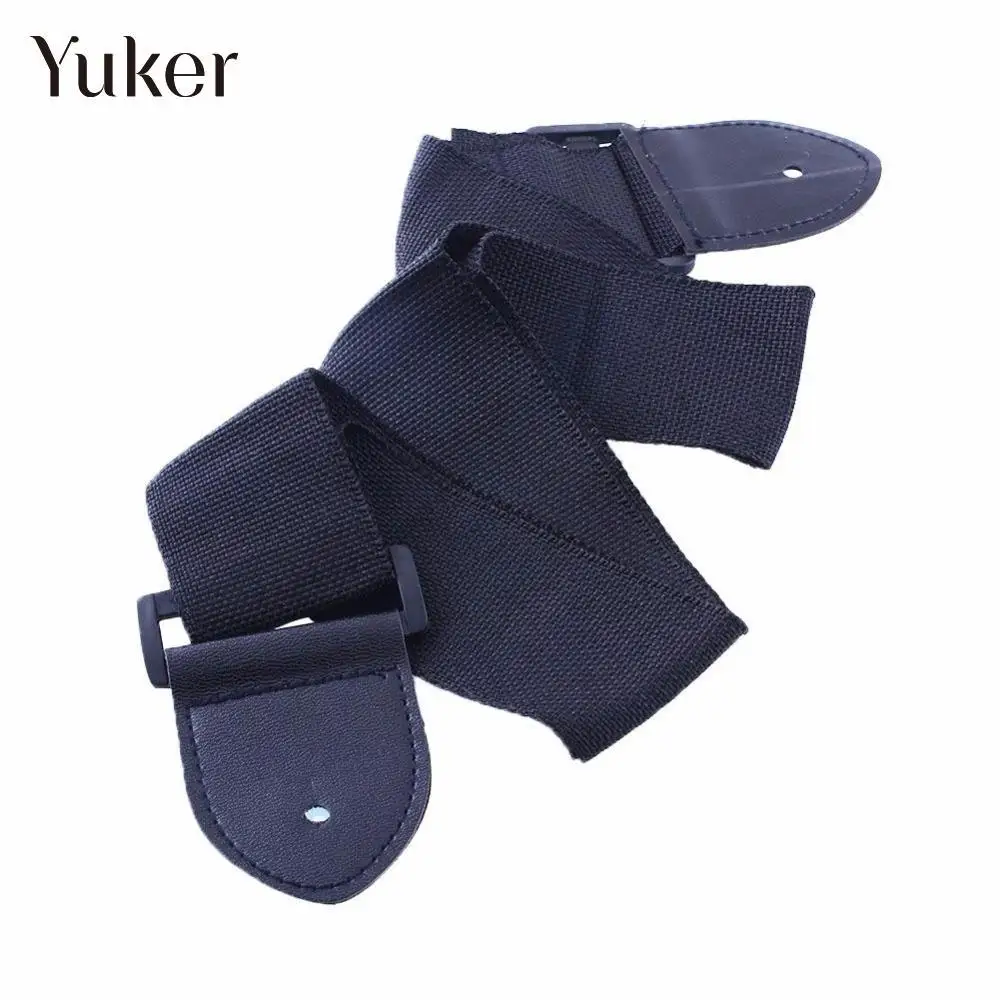 Black Adjustable Leather Ends Nylon Guitar Strap Belt for Electric Classic Acoustic Guitar Bass Fashion New Durable