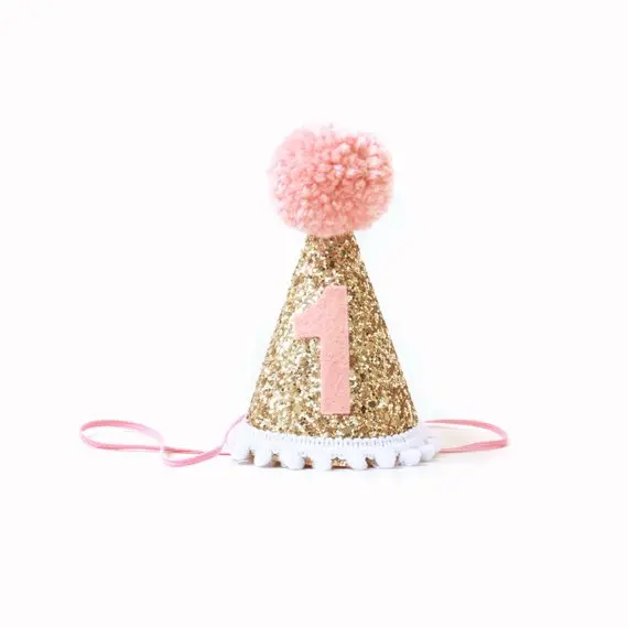Первый праздничный колпак 1st праздничный колпак для девочек вечерние розовый шляпа фон для детской фотосъемки с изображением выстрел блеск ко дню рождения для новорожденного