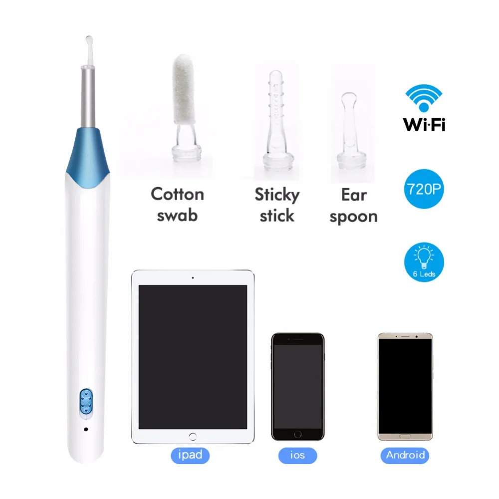 

High Definition USB HD Wifi Visual Ear Spoon Cleaning Endoscope Cleaner Ear Wax Removal With Mini Camera Borescope Ear Care Tool