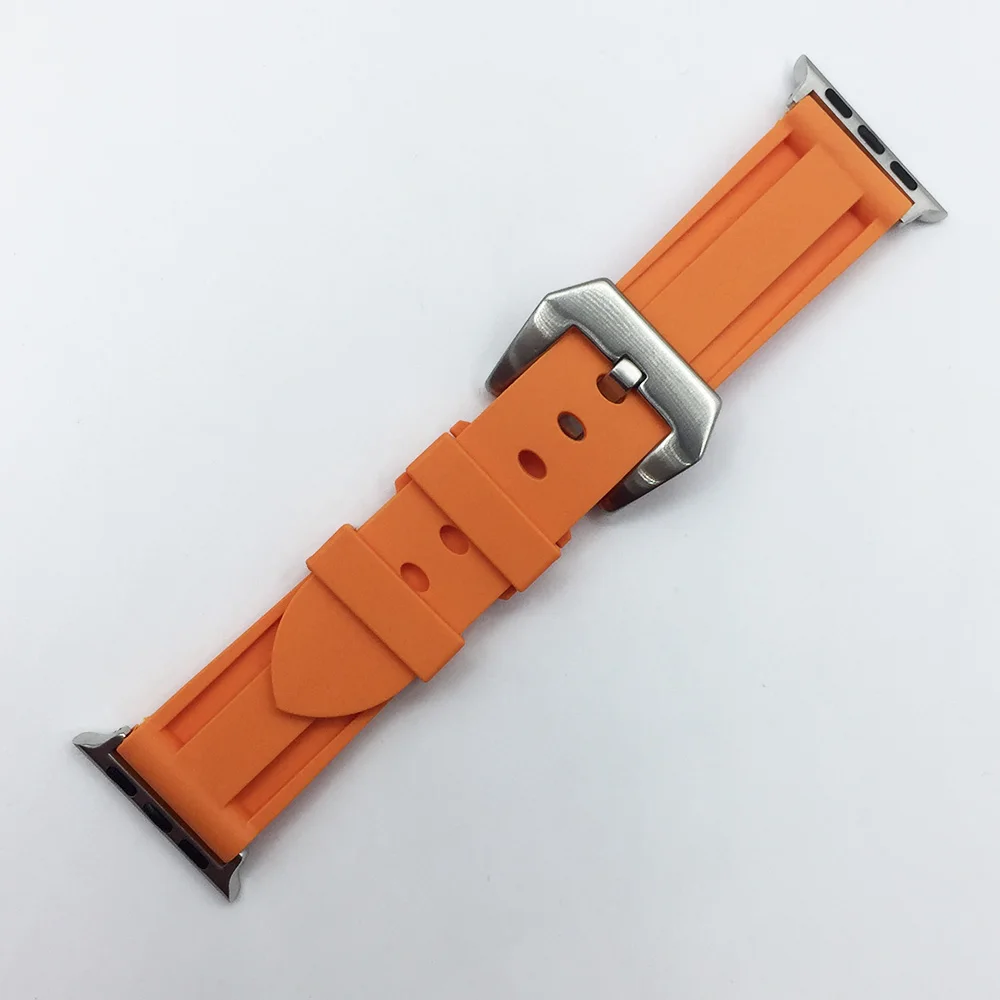 Резиновый ремешок для часов Apple Watch 42 мм 44 мм ремешок для часов 38 мм 40 мм силиконовые полосы браслет для iWatch серии 5 4 3 2 1 черный, белый