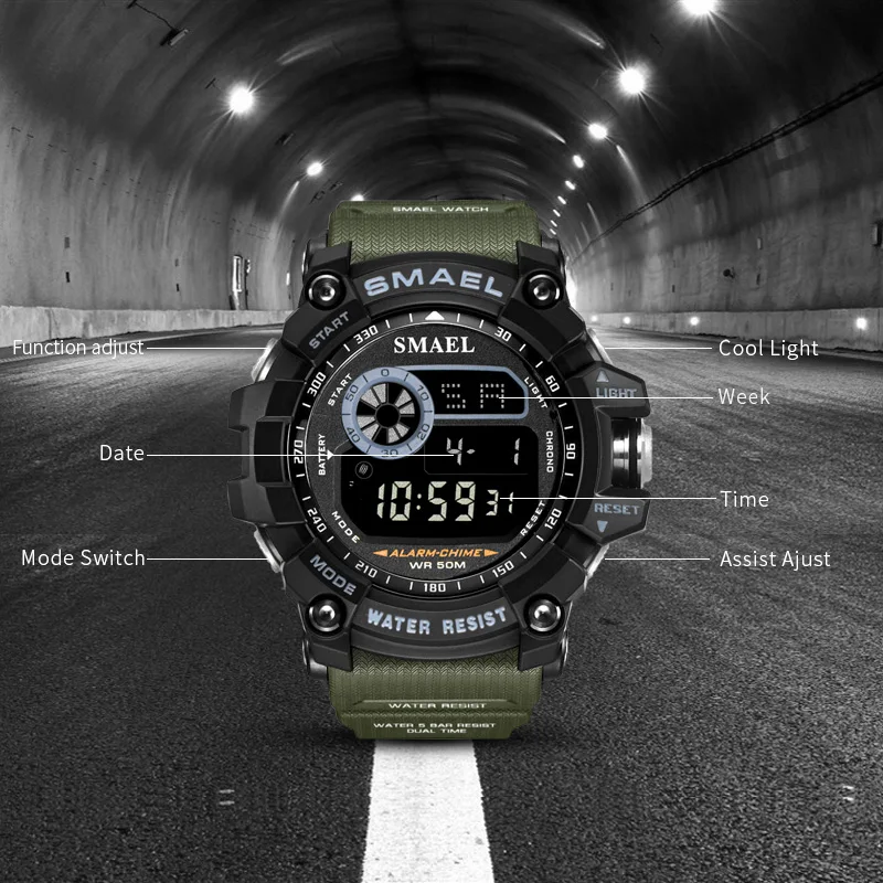 SMAEL Outdoor Sport Uhren für Männer Digitale Uhr männer Elektronische Military Uhr Männlich Große Zifferblatt Mode Uhr Relogio Masculino