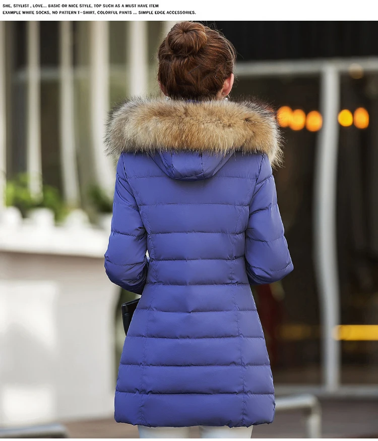 Новая зимняя куртка, пальто, женская Корейская тонкая белая парка на утином пуху с капюшоном, воротник из искусственного меха, ветровка с