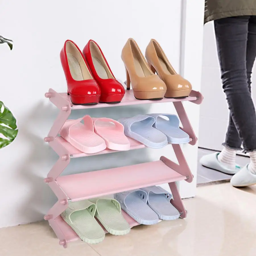 4 Tiers Shoes Rack Assembled Stainless Steel Shoes Storage Cabinet Dustproof Shoes Rack Shelf Stand Shoes Organizer