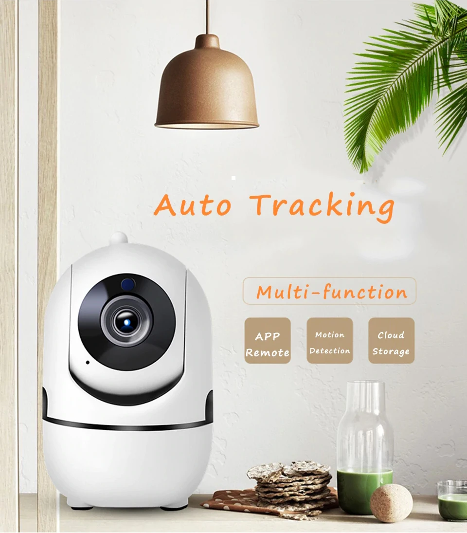 1080P Full HD Wireless Smart PTZ IP Camera with WIFI Cloud Recording Auto-Tracking Monitoring for Moving Objects Free APP Alarm_F3