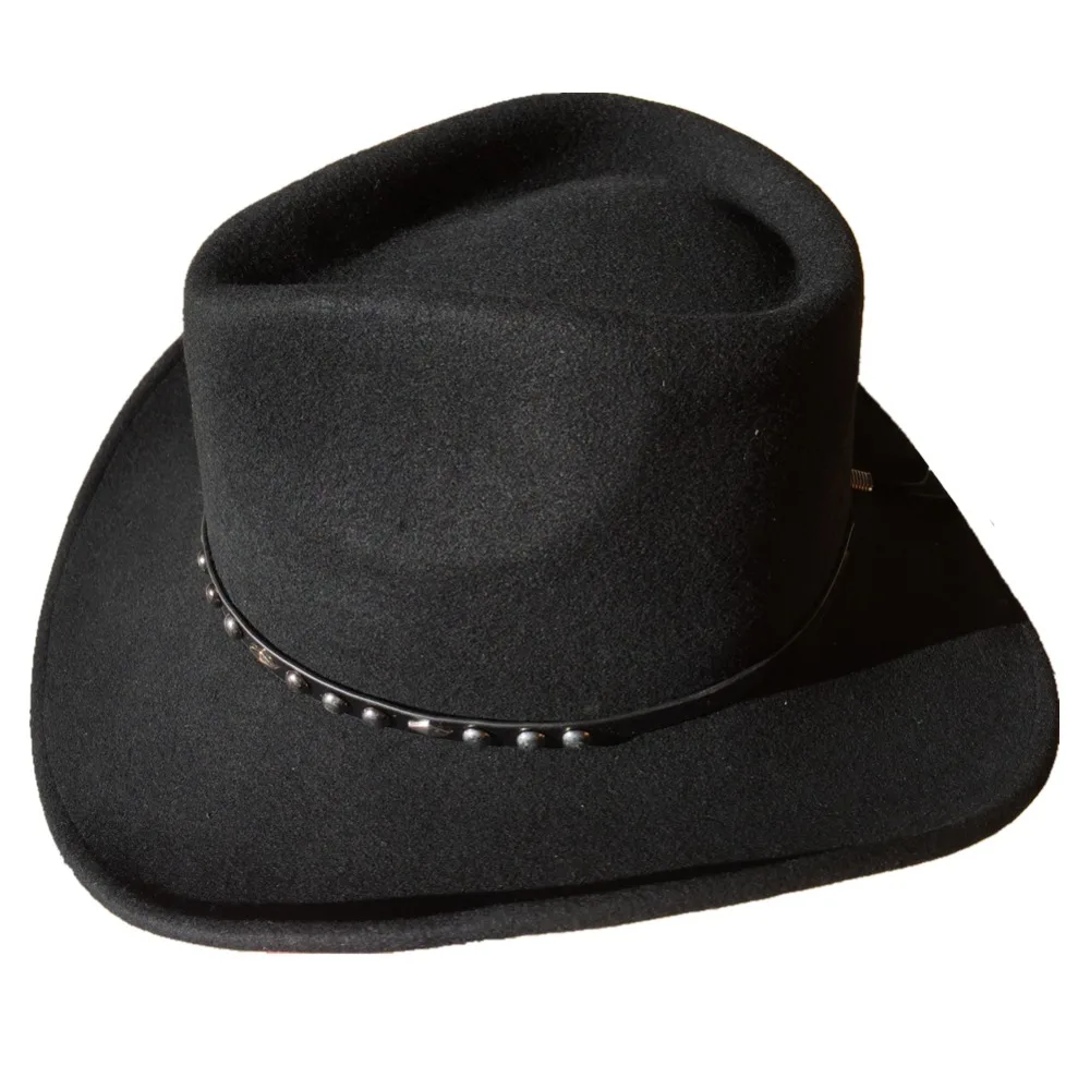 Черная шерстяная фетровая ковбойская шляпа унисекс