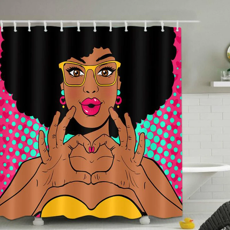 Новая красочная Экологически чистая африканская Женская печатная Водонепроницаемая Ванная комната полиэстер высокое качество моющаяся Ванна Декор занавеска для душа