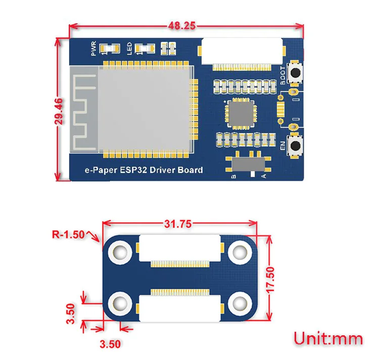 e-Paper-ESP32-Driver-Board-size