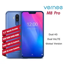 Мобильный телефон Vernee M8 Pro 6,2 дюйма, 6 ГБ ОЗУ, 64 Гб ПЗУ, Helio P60, 4100 мАч, 16 Мп+ 8 Мп, Беспроводная зарядка, распознавание лица, Android 8,1, NFC, смартфон