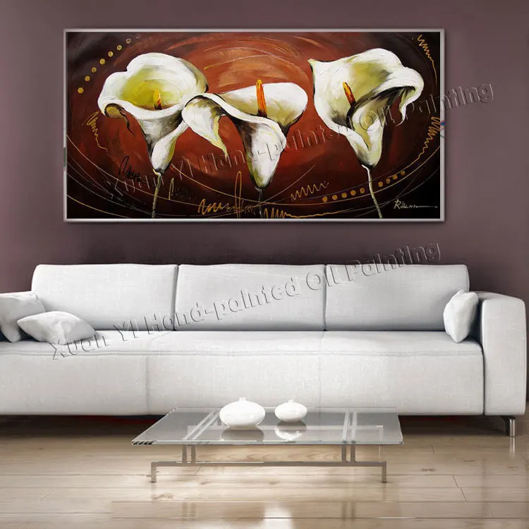 

Hand-painted Oil Painting Wall Art Lilies Flower Home Decoration Modern Abstract Oil Painting On Canvas