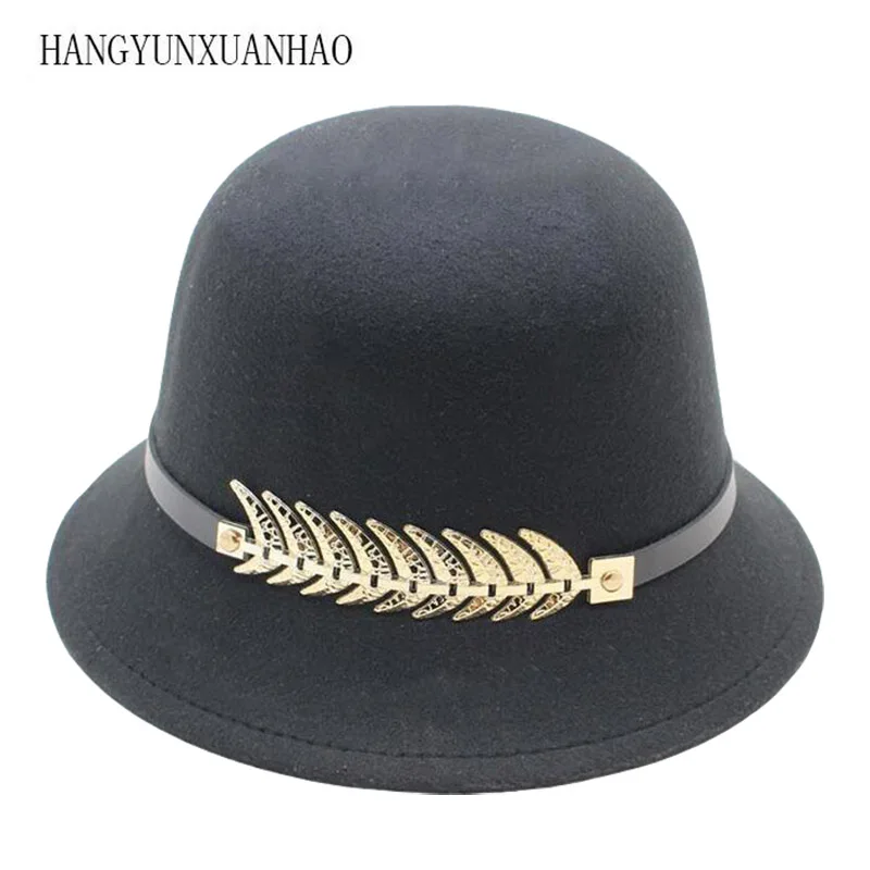 New 9 Colours Winter Autumn Imitation Woolen Fedoras Cap Basin of Dome Woolen Cloth Hat Female Cloth Basin Cap Fedora