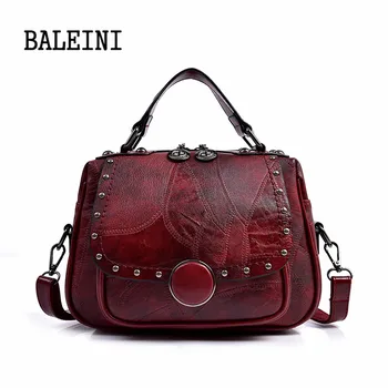 

BALEINI 2019 Crossbody Bags For Women Messenger Bags 2018 Vintage Leather Bags Handbags Women Famous Brand Rivet Small Shoulder