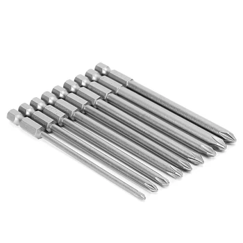 

9 Pcs 1/4Inch 100Mm S2 Magnetic Hex Cross Head Ph1 Ph2 Electric Screwdriver Bit
