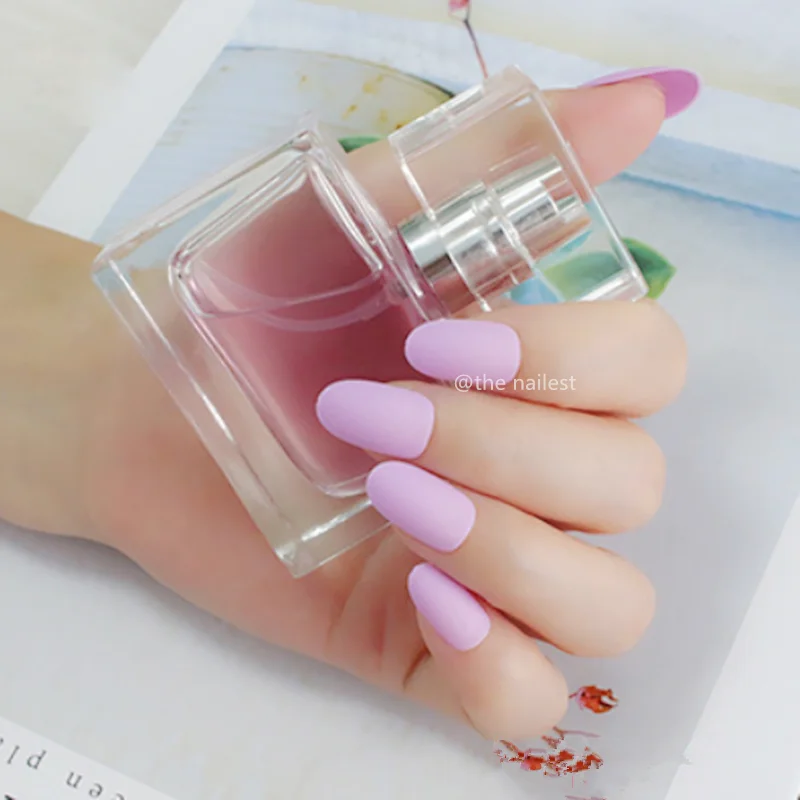 

24Pcs Frosted Oval Nail Tips For Nail Extension Pink Matte Rounded False Nails Short Artificial Fake Nails With Glue Sticker