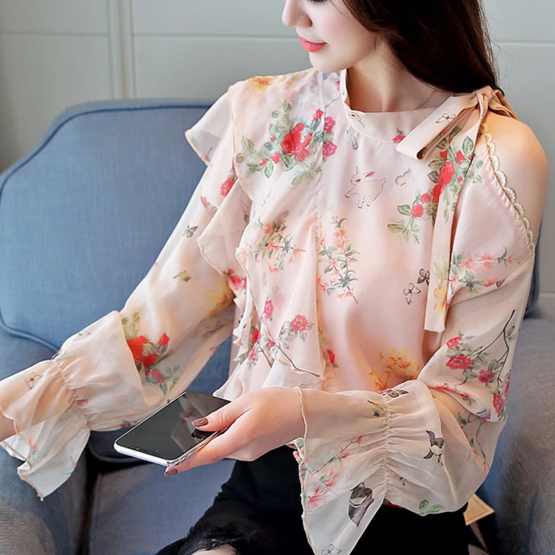 Женские топы блузки blusas mujer de moda 2019 женские рубашки шифоновая блуза с бантом и