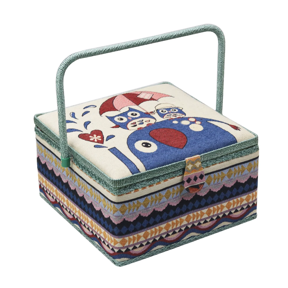 Home Large Sewing Basket with Assorted Sewing Accessories Fabric