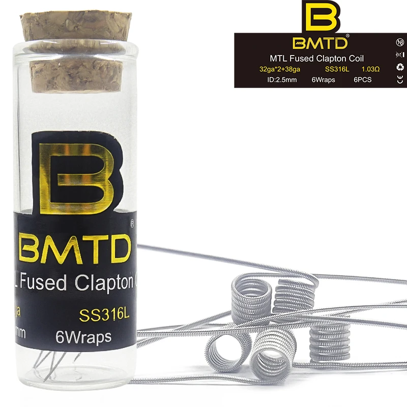 BMTD MTL Clapton Плавленая катушка Clapton A1 SS316 Ni80 готовые катушки для DIY MTL Vaper RDA RTA танк-атомайзеры с высоким сопротивлением