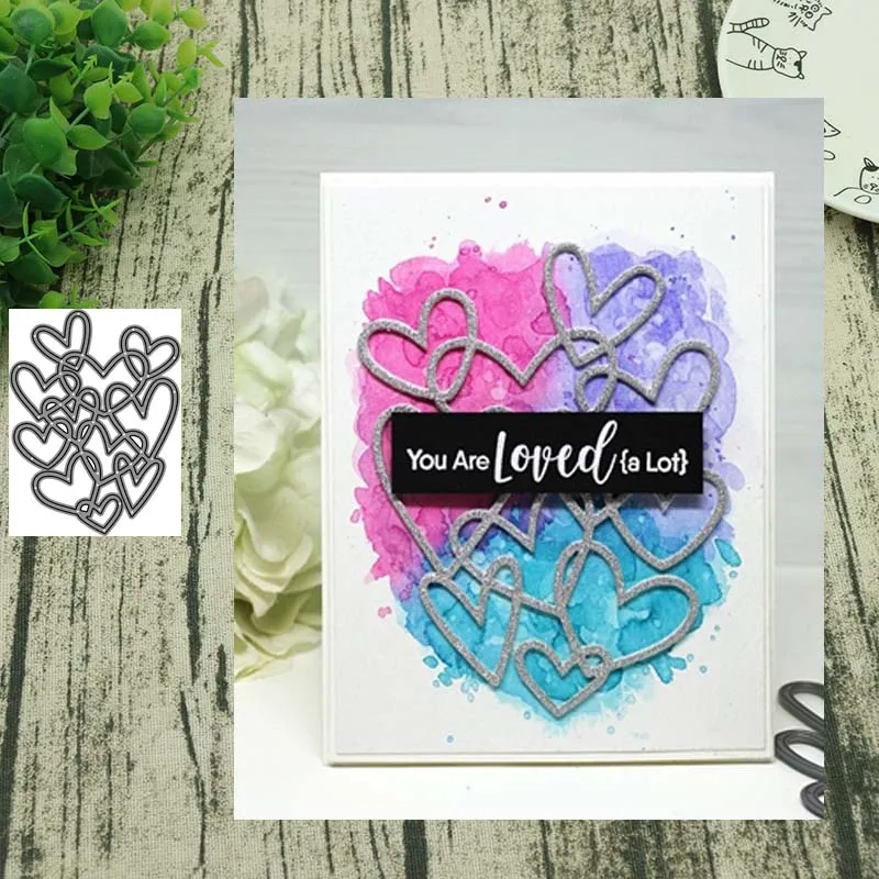 

Metal Cutting Dies cut die Heart background decoration Scrapbooking Album Paper DIY Card Craft Embossing Die Cuts
