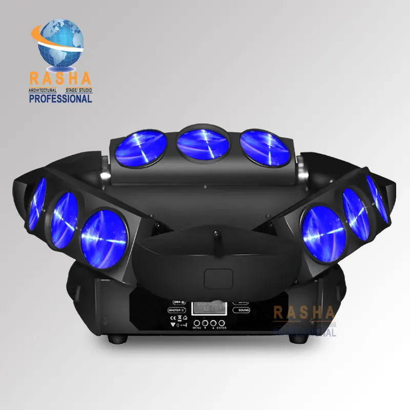 

Rasha USA STOCK 9*12W 4in1 RGBW LED Spider Light Triangle DMX512 Pixel LED Spider Light Moving Head Beam For Stage DJ Club Party