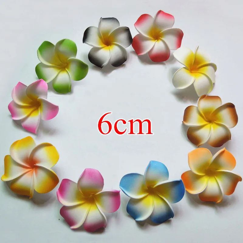 Wedfavor 100pcs 6cm Artificial Hawaiian Foam Frangipani Plumeria Flower