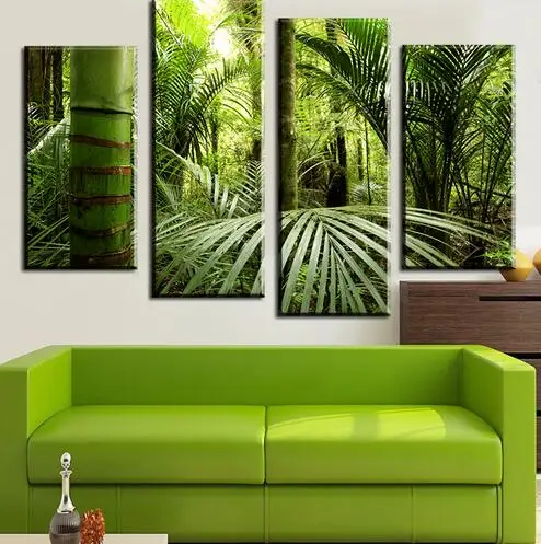 

4 Pieces The Beautiful Tropical Jungle Wall Painting Print On Canvas For Home Decor Unframed Print Poster Art