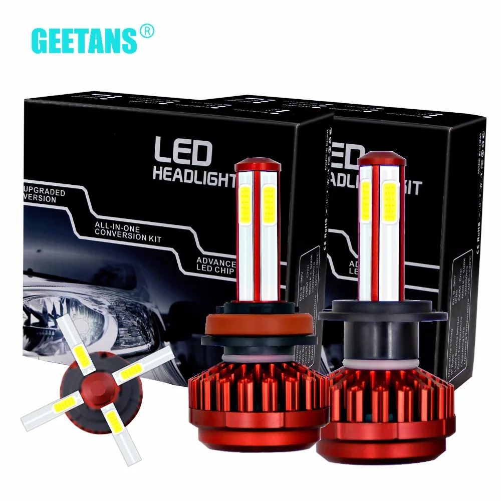 Geetans мини Автомобильные фары H7 LED H4 H11 H8 H9 9005 9006 HB2 HB4 HB3 Водонепроницаемый COB супер