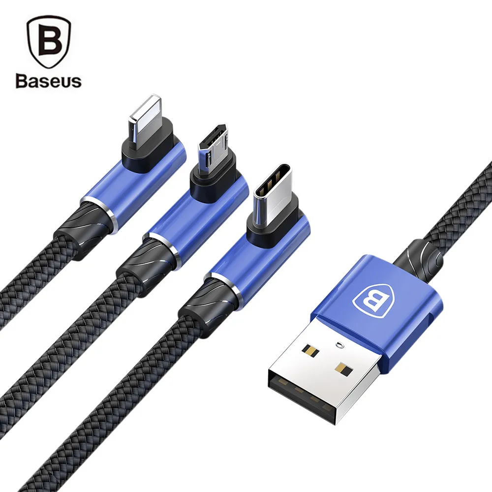 Aliexpress Buy Baseus 3 In 1 Fast Charging Cable USB Output 8 Pin Type C Micro USB 1 2m 