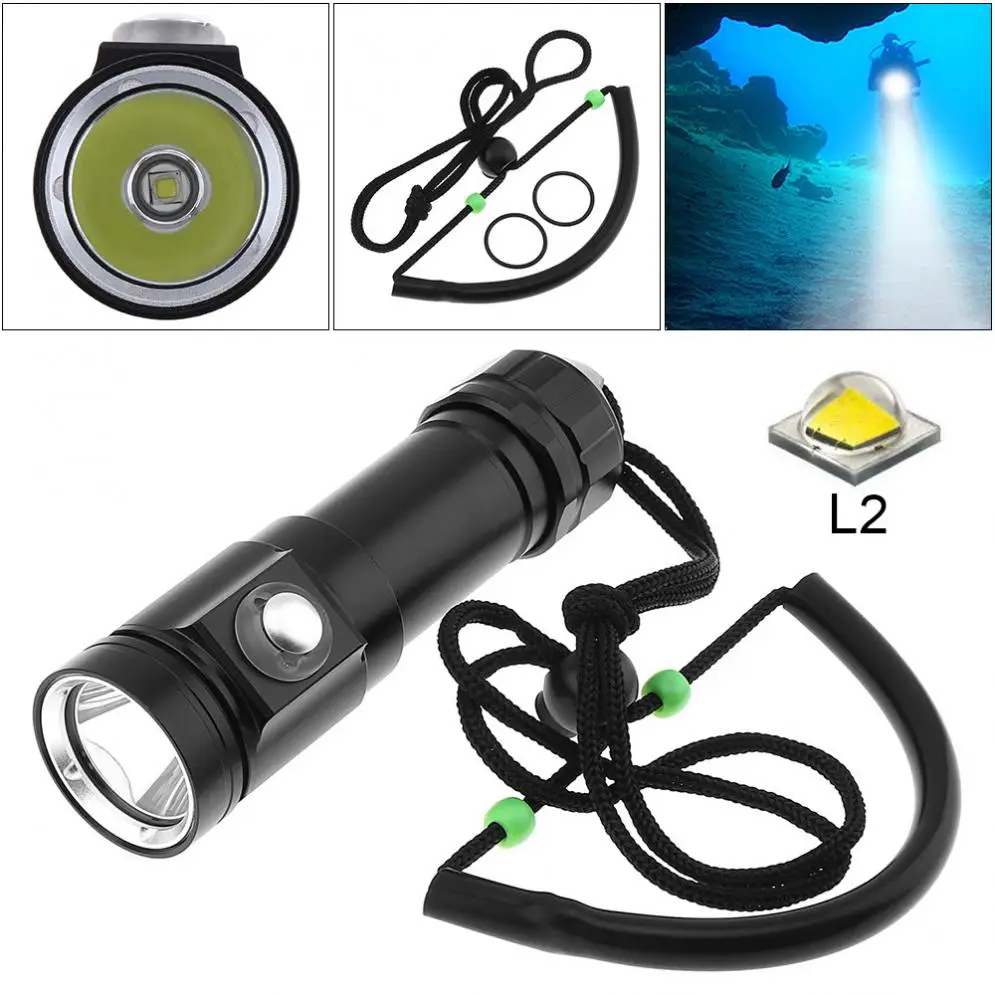 

QH01 3.7V 700LM IPX8 Professional Diving Waterproof L2 LED 5 Modes Underwater 300-500m Diving Flashlight Suite