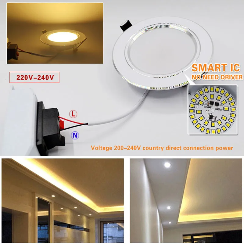 Led Downlight 3W 5W 7W 9W 12W 15W 18W AC 220V 230V 110V Ceiling Bathroom Lamps Living Room Light Home Indoor Lighting led downlight