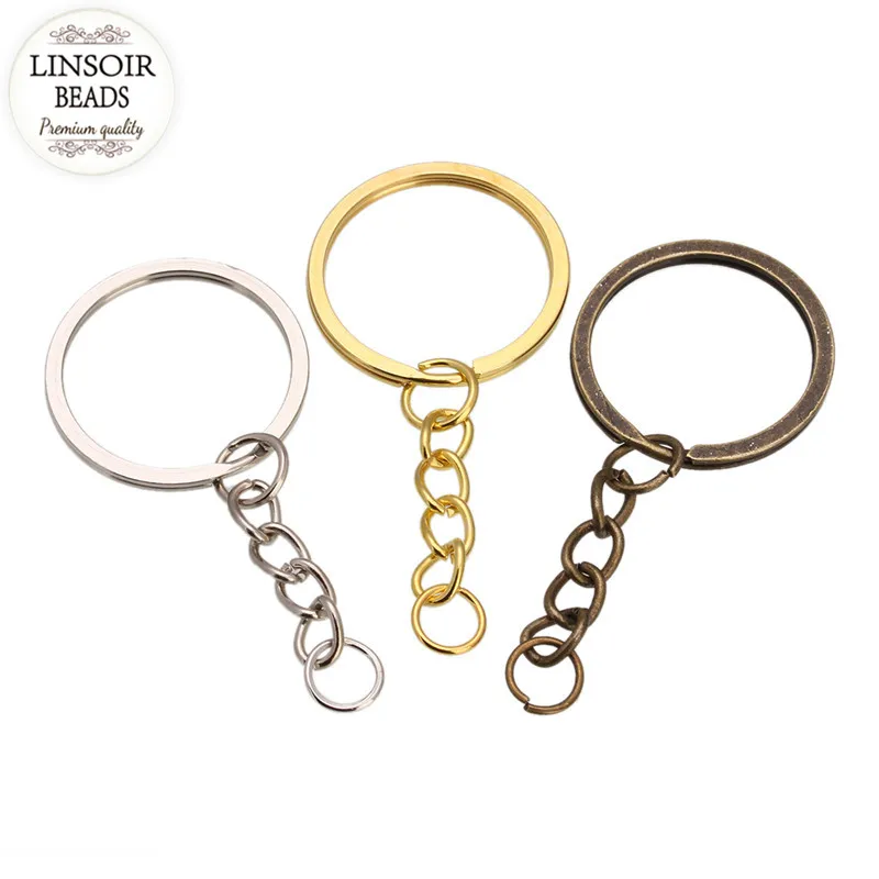 20pcs/lot Metal Key Rings Key Chains Antique Bronze Gold Rhodium Color