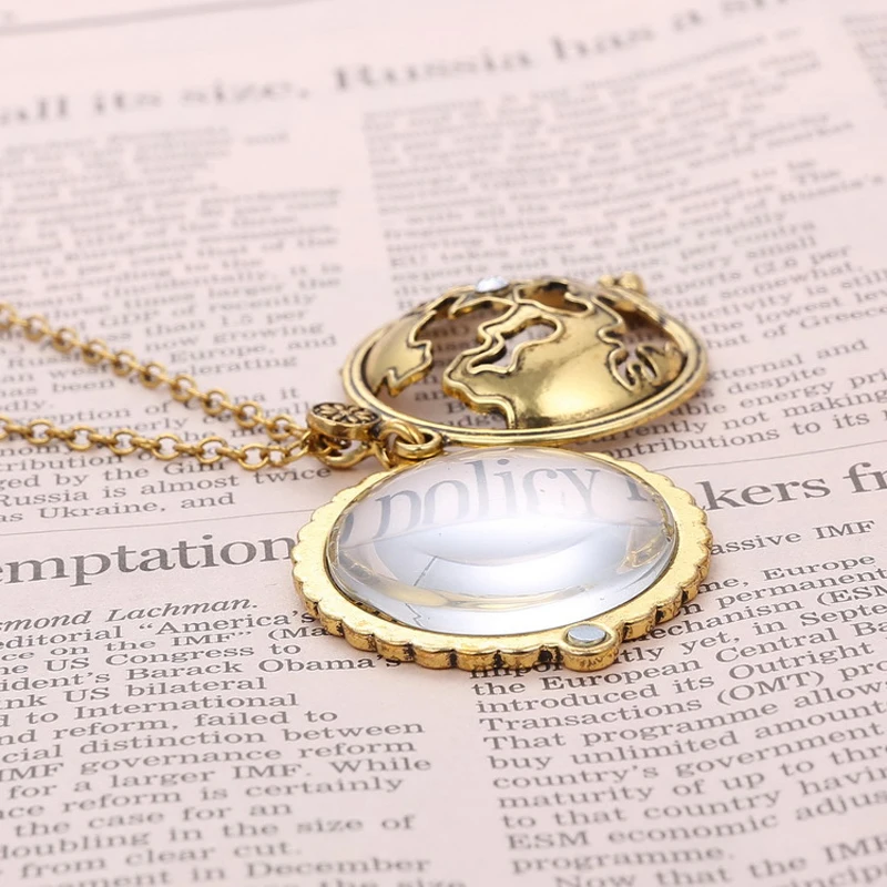 Retro Antique Statement Necklace Shellhard Crystal Cat Magnifying Glass Pendant Long Chain Necklace Fashion Jewelry For Women