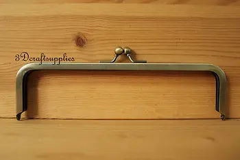 

metal purse frame glue on clasp clip anti bronze 9 inch X 3 inch Y32