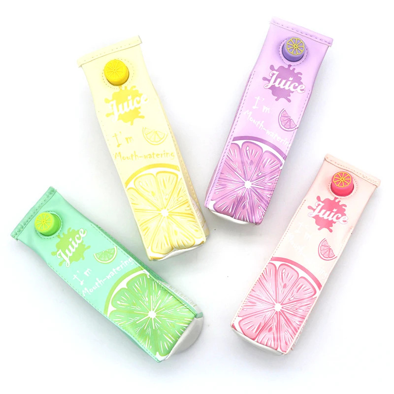 

Cute Creative Fruit Juice Pencil Case Canvas Pencil Bag Pen Box stationery school supplies For Kids Gift color random