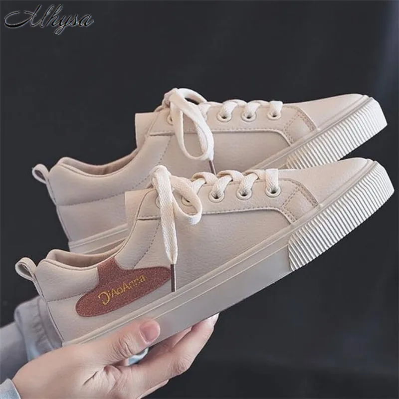 

Mhysa 2019 Spring Women Sneakers Fashion Breathable Vulcanized Shoes leather Platform Lace up Casual White Tenis Feminino T164