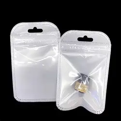 100 шт прозрачная, пластиковая, Молния Ziplock мешок с отверстием для подвешивания почтовый замок Reclosable мобильный чехол для телефона прозрачный