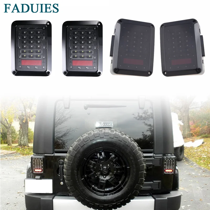 1FADUIES 1 Clear Lens LED Tail Lights RunningBrake Light Turn Signal Reverse Light For Jeep Wrangler JK  Brake Light (16)