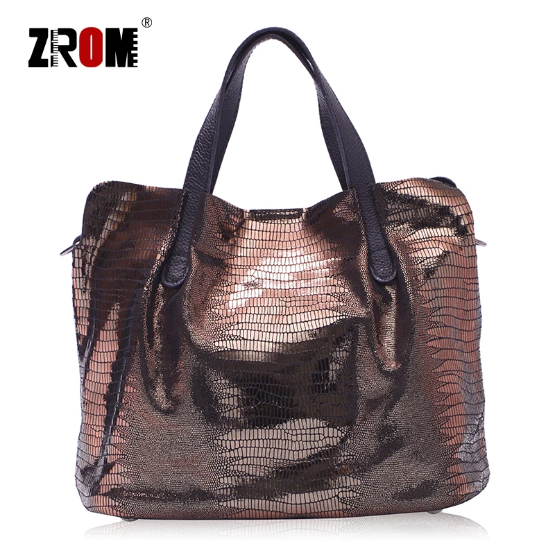 ZROM العلامة التجارية جلد طبيعي المرأة حقيبة يد عالية الجودة أزياء السيدات سحلية حقيبة كتف سطح لون ساخن-مقبض حقيبة يد