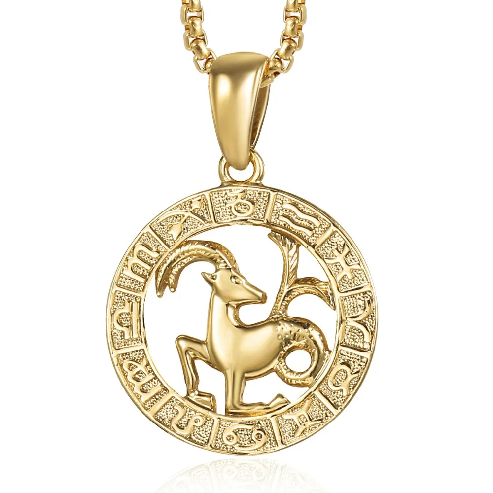 

Capricorn Zodiac Sign Necklace For Women Men Gold Pendant Necklace Male Woman Fashion Jewelry Personal Birthday Gifts GP366
