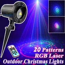 Outdoor Star Christmas Lights Laser Shower Projector RGB 20 Patterns With Remote Waterproof For Home Christmas Tree Decorations christmas lights outdoor motion laser projector shower for home decorations red green holiday lighting fairy lamp with rf remote