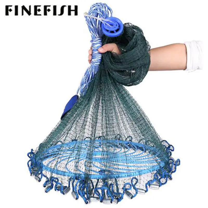 

Finefish High Strength Multifilament Line Hand Throw Network USA Cast Nets Small Mesh Fly Hunting Frisbee Easy Catch Fishing Net