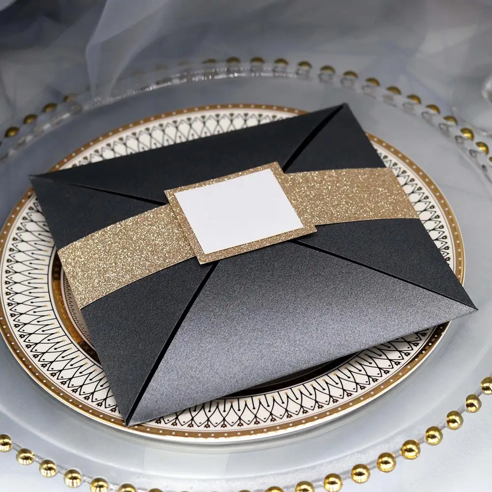  10pcs/pack Business Annual Invitation Invitation Simple Wedding Invitation with Girdle - 33029046288