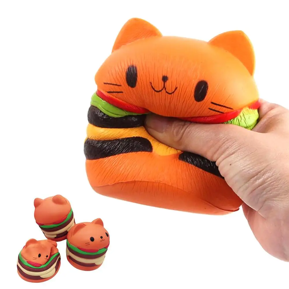 Игрушка в виде кота еда, гамбургер Squishys торт для снятия стресса игрушки для лепки ароматические для сжимания медленно распрямляющаяся забавная игрушка снять стресс вылечить подарок