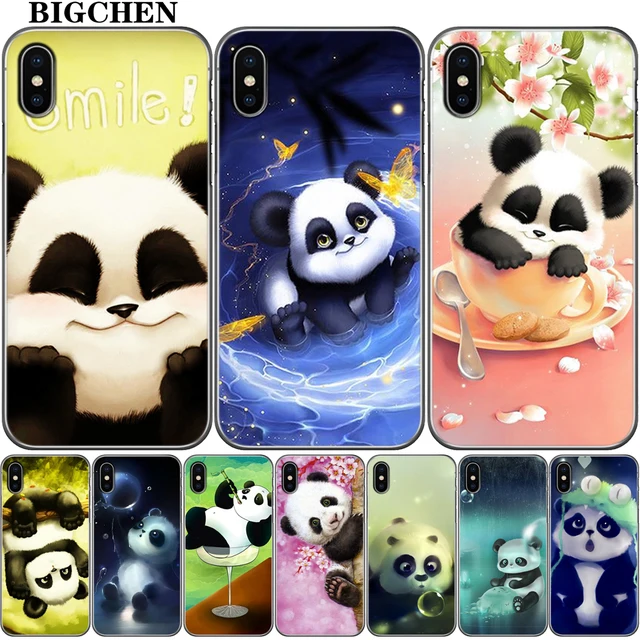 Best Price BigChen For Apple iPhones XS Max XR 6 6S 7 8 Plus X Case Cute Panda Soft Silicone for iphone 5s 5 SE 6 s 7 8 plus Phone shell